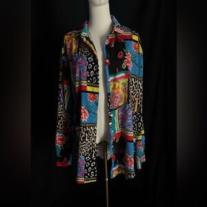 Forever 21 Multicolor Patchwork Button Down Shirt